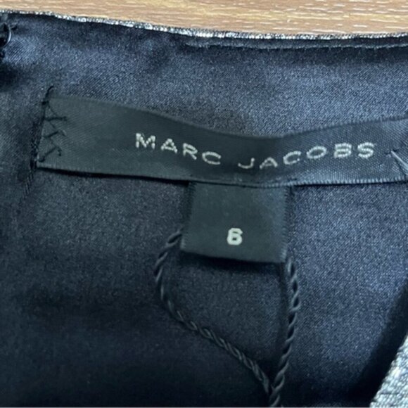 NWT Marc Jacobs Silver Metallic V-Neck Mini Dress Women Sz 6 - Picture 9 of 11